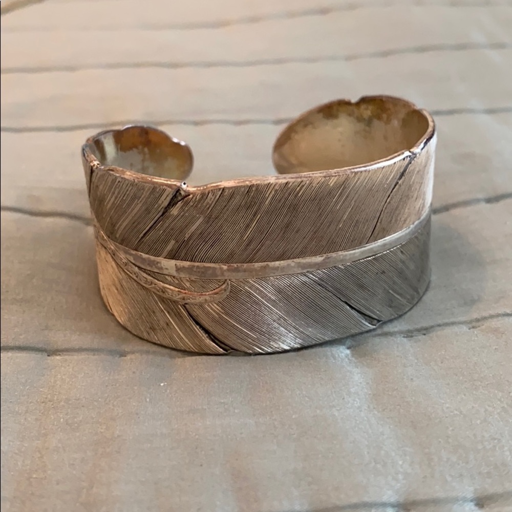 Feather Cuff Bracelet in Silver